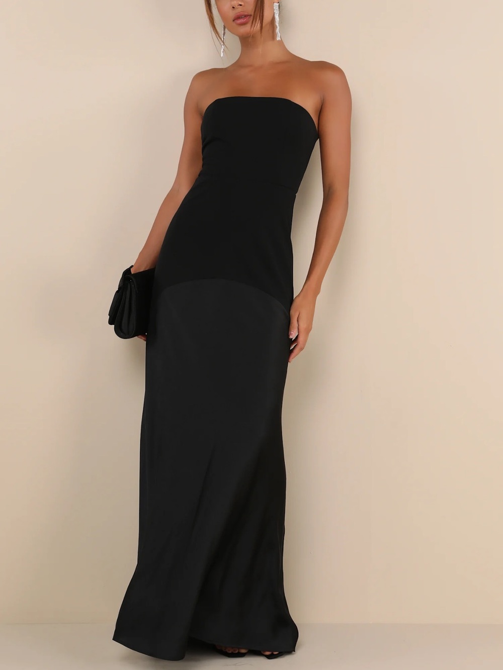Strapless Black Evening Gown